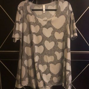 LuLaRoe Perfect T - Large Cream/Black Hearts